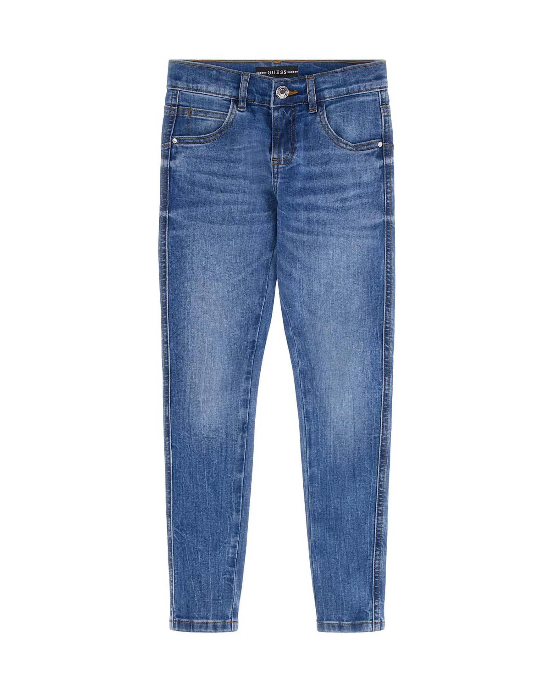 Jeans slim a lavaggio medio stone washed in cotone stretch 8-16 anni