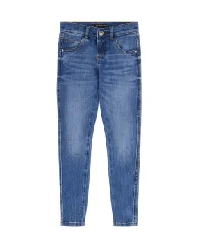 Jeans slim a lavaggio medio stone washed in cotone stretch 8-16 anni