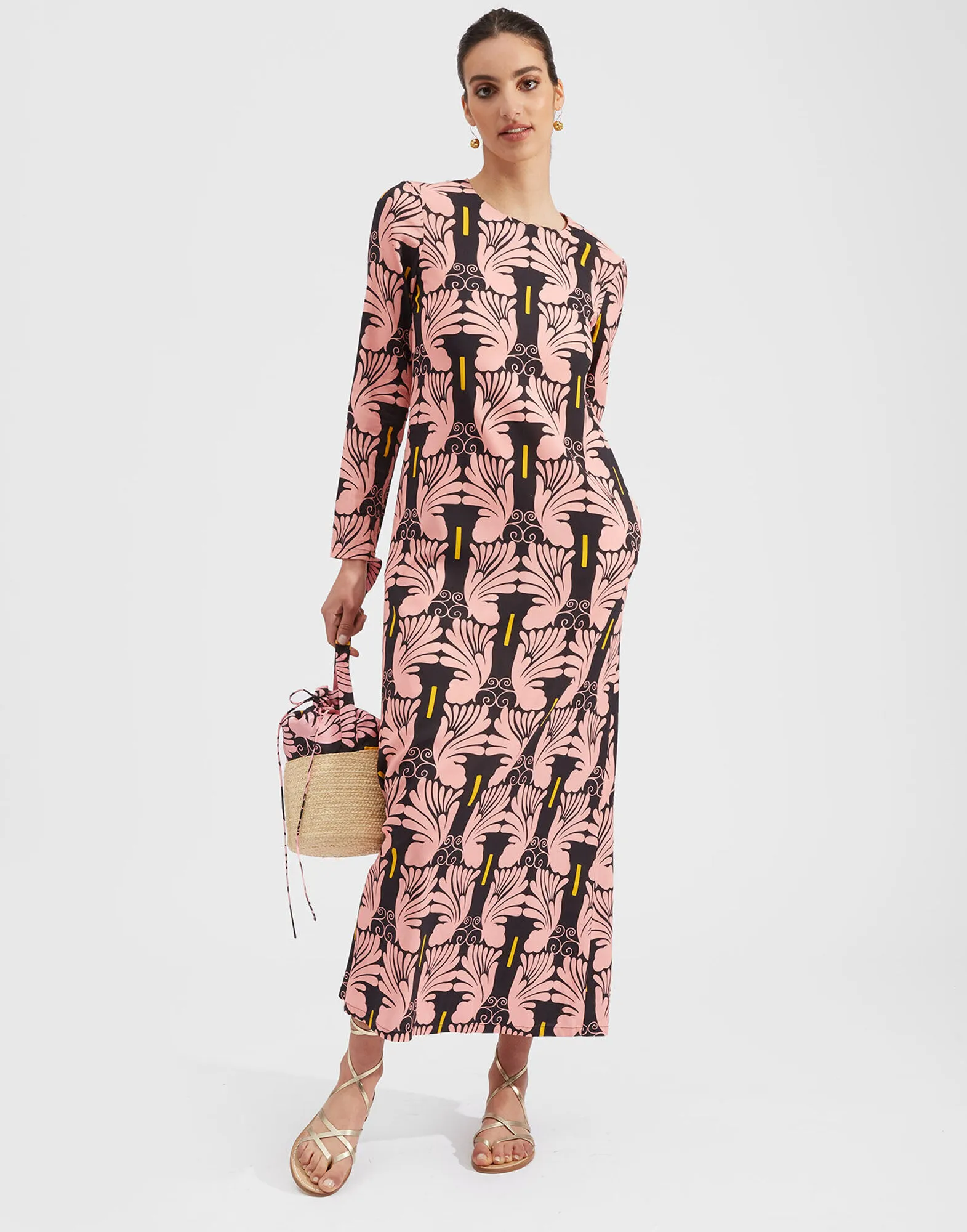 Long Sleeve Swing Dress in Ali Rosa for Women | La DoubleJ