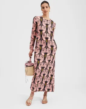 Long Sleeve Swing Dress in Ali Rosa for Women | La DoubleJ