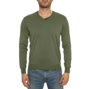 Maglione a V in raso di cotone 