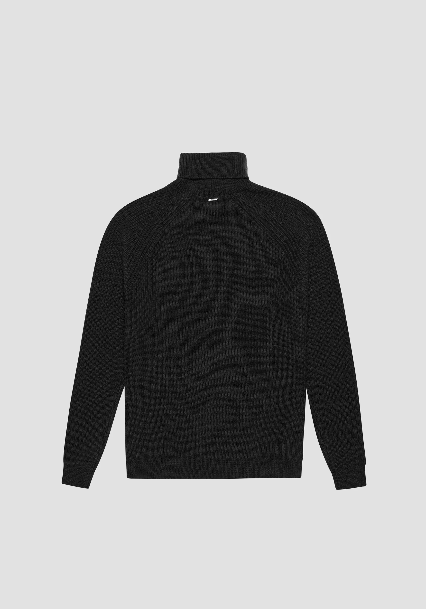 MAGLIONE COLLO ALTO NERO REGULAR FIT MISTO LANA