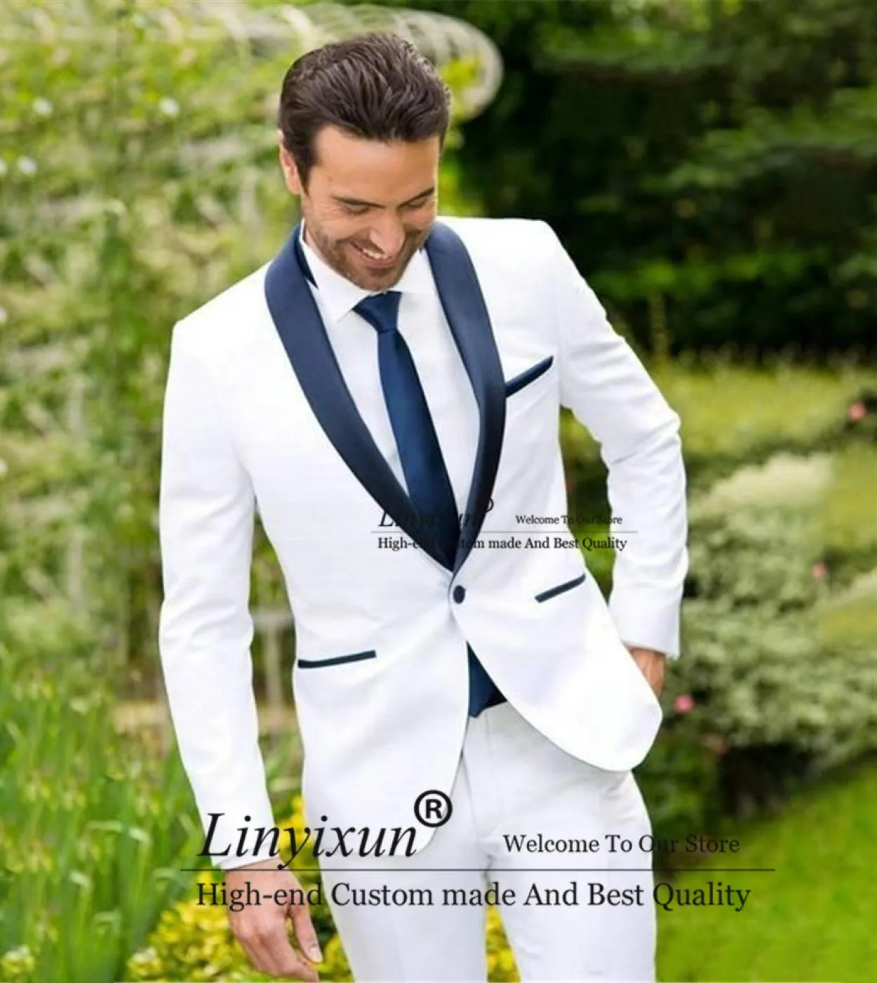 Moda uomo bianco abiti da sposa formale smoking dello sposo slim fit banchetto blazer groomsmen 2 pezzi set giacca pantaloni cos