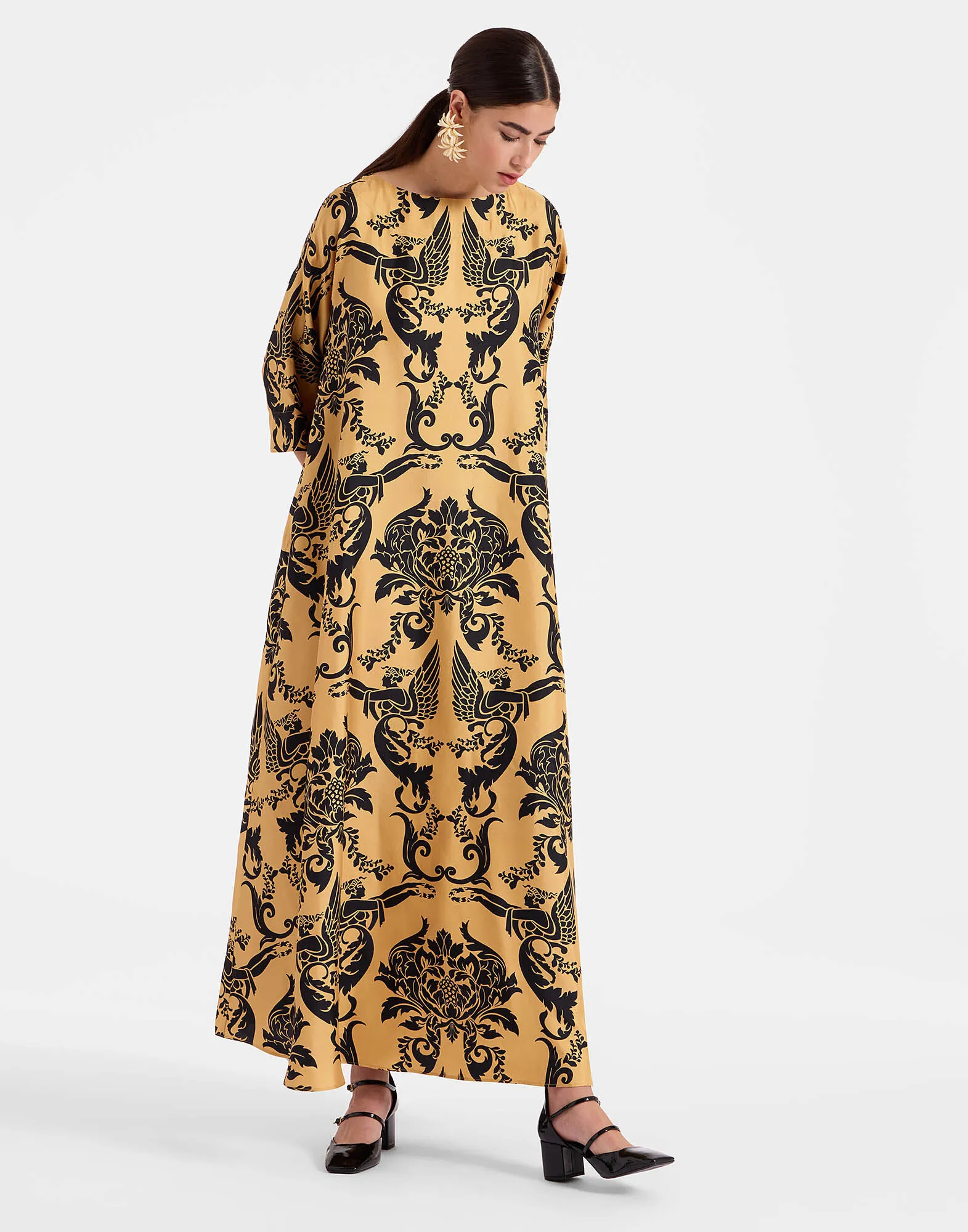 Muumuu Dress Round Neck in Cherubs Gold for Women | La DoubleJ