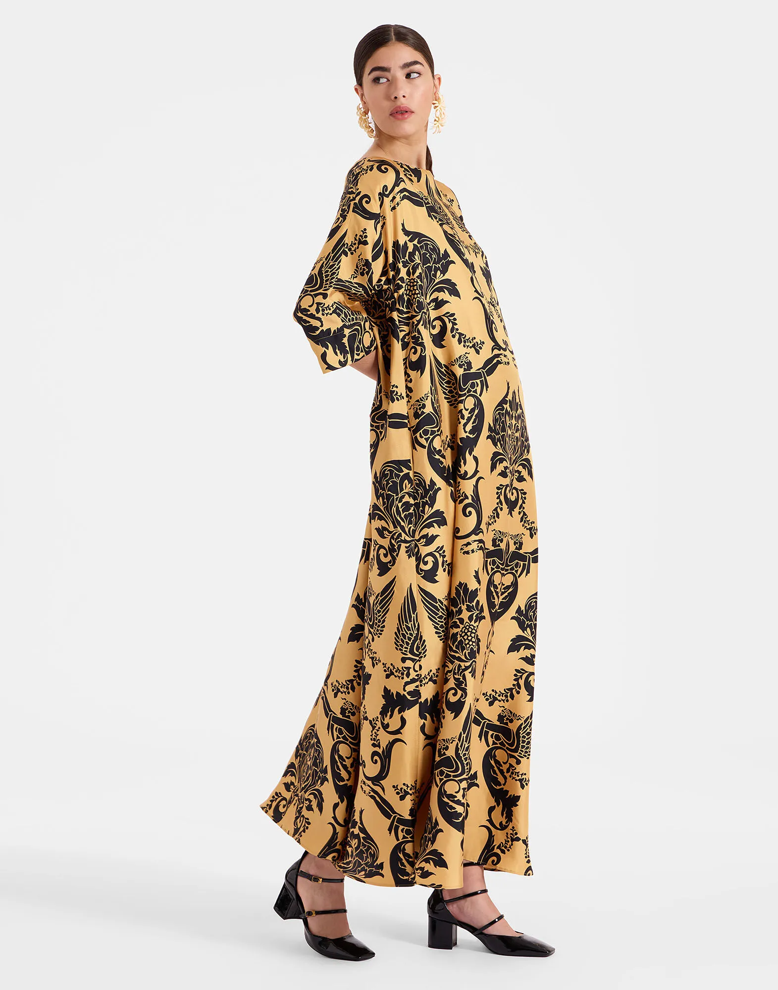 Muumuu Dress Round Neck in Cherubs Gold for Women | La DoubleJ