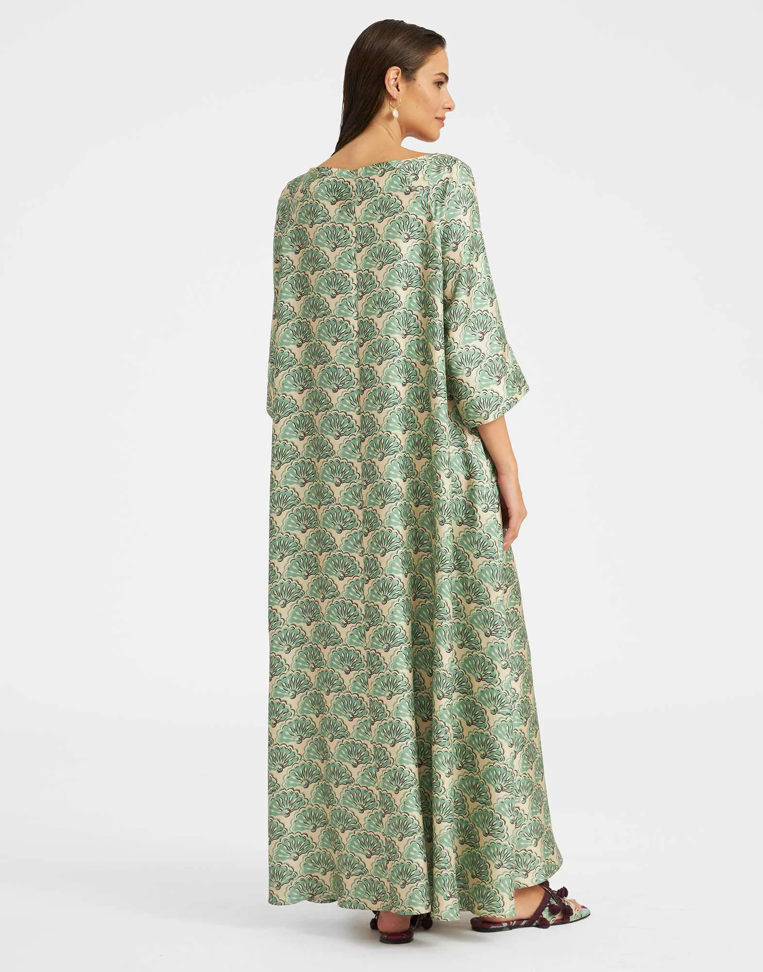 Muumuu Dress Round Neck in Fans Mint for Women | La DoubleJ