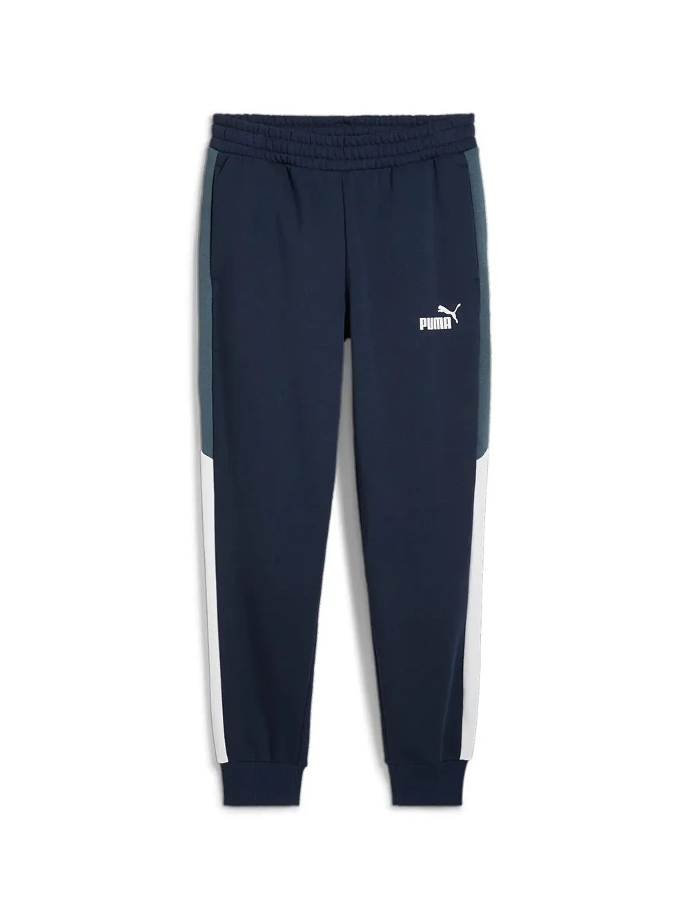 Pantalone Puma in felpa Power Colorblock blu avio bianco 681735-14