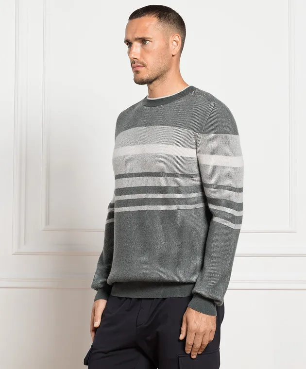 Peserico Maglione in lana e cashmere a righe grigie R59275F129470C