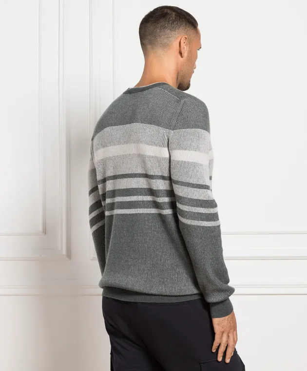 Peserico Maglione in lana e cashmere a righe grigie R59275F129470C