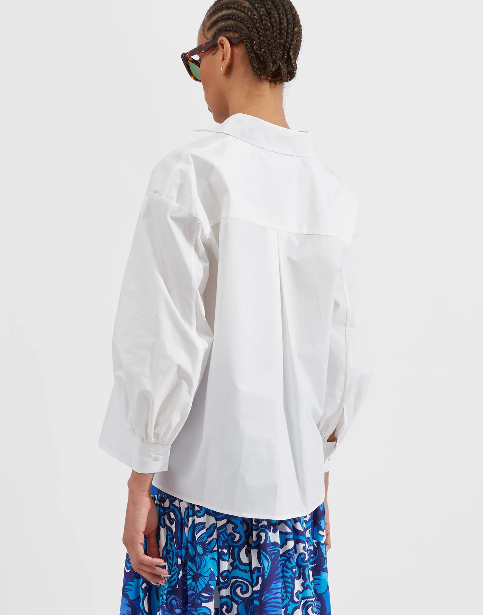 Poet Shirt in Solid White Smoke for Women | La DoubleJ