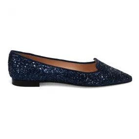 Raffinata scarpina flat Prosperine in glitter blu