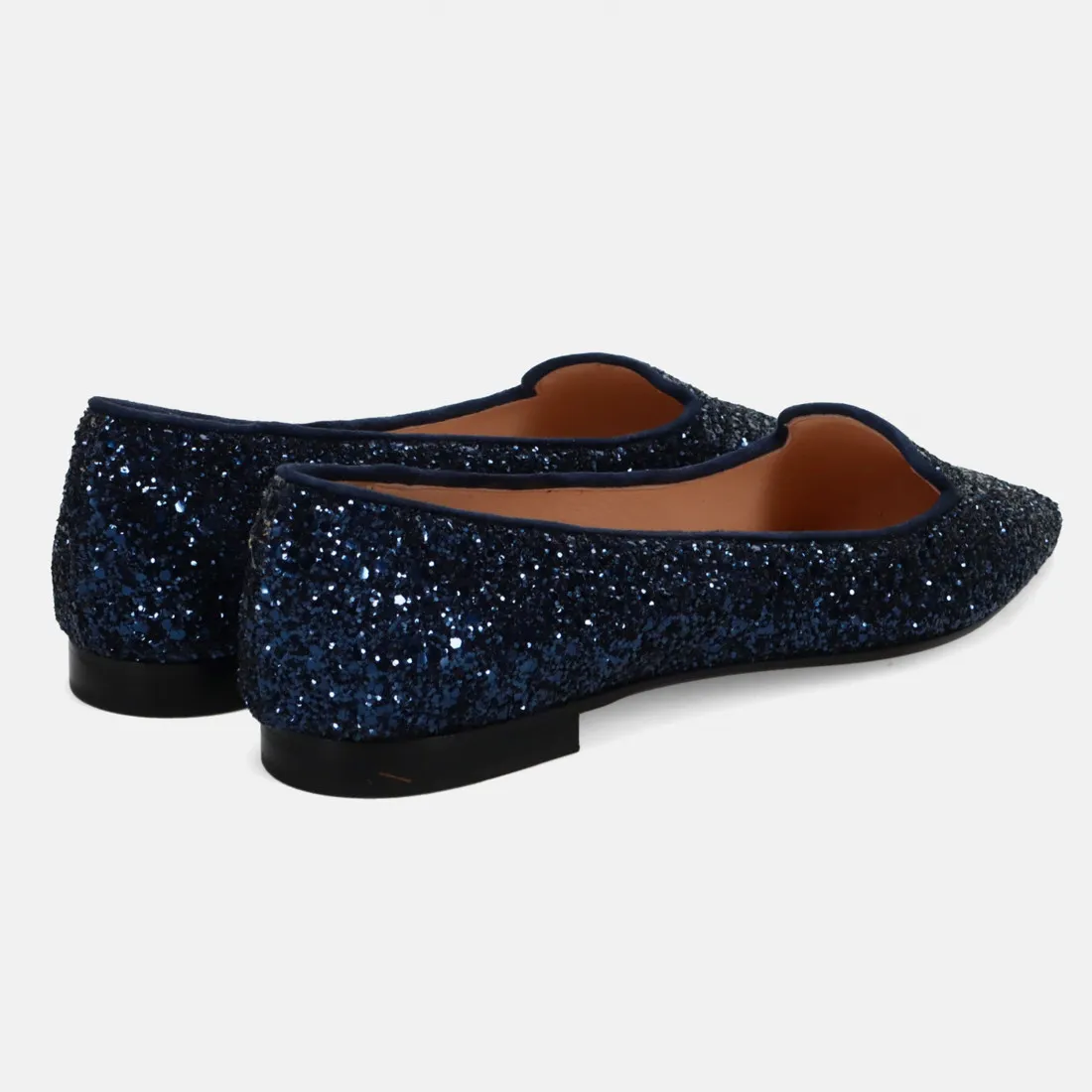 Raffinata scarpina flat Prosperine in glitter blu