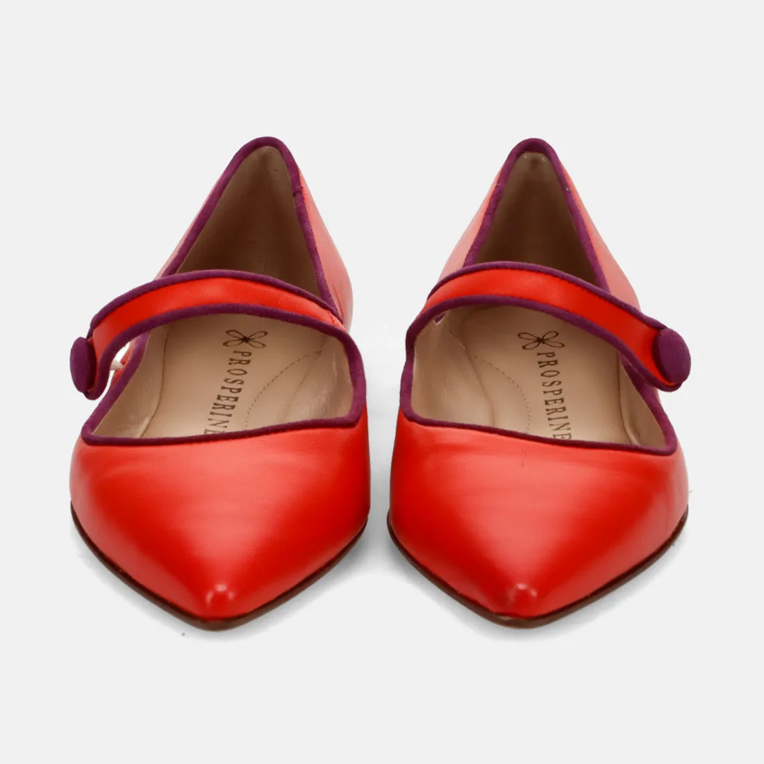 Scarpa Mary Jane flat Prosperine corallo in pelle