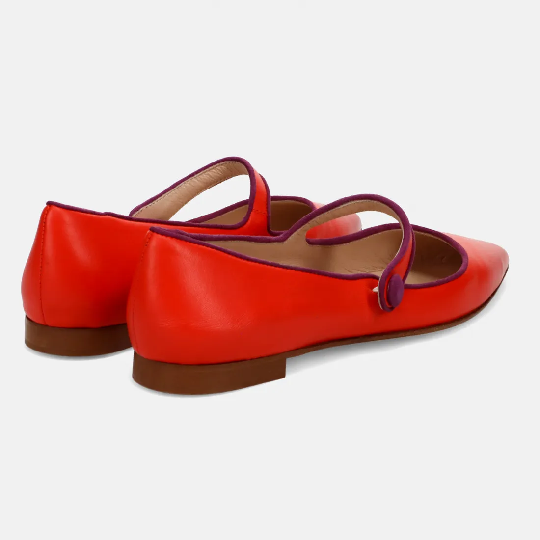 Scarpa Mary Jane flat Prosperine corallo in pelle