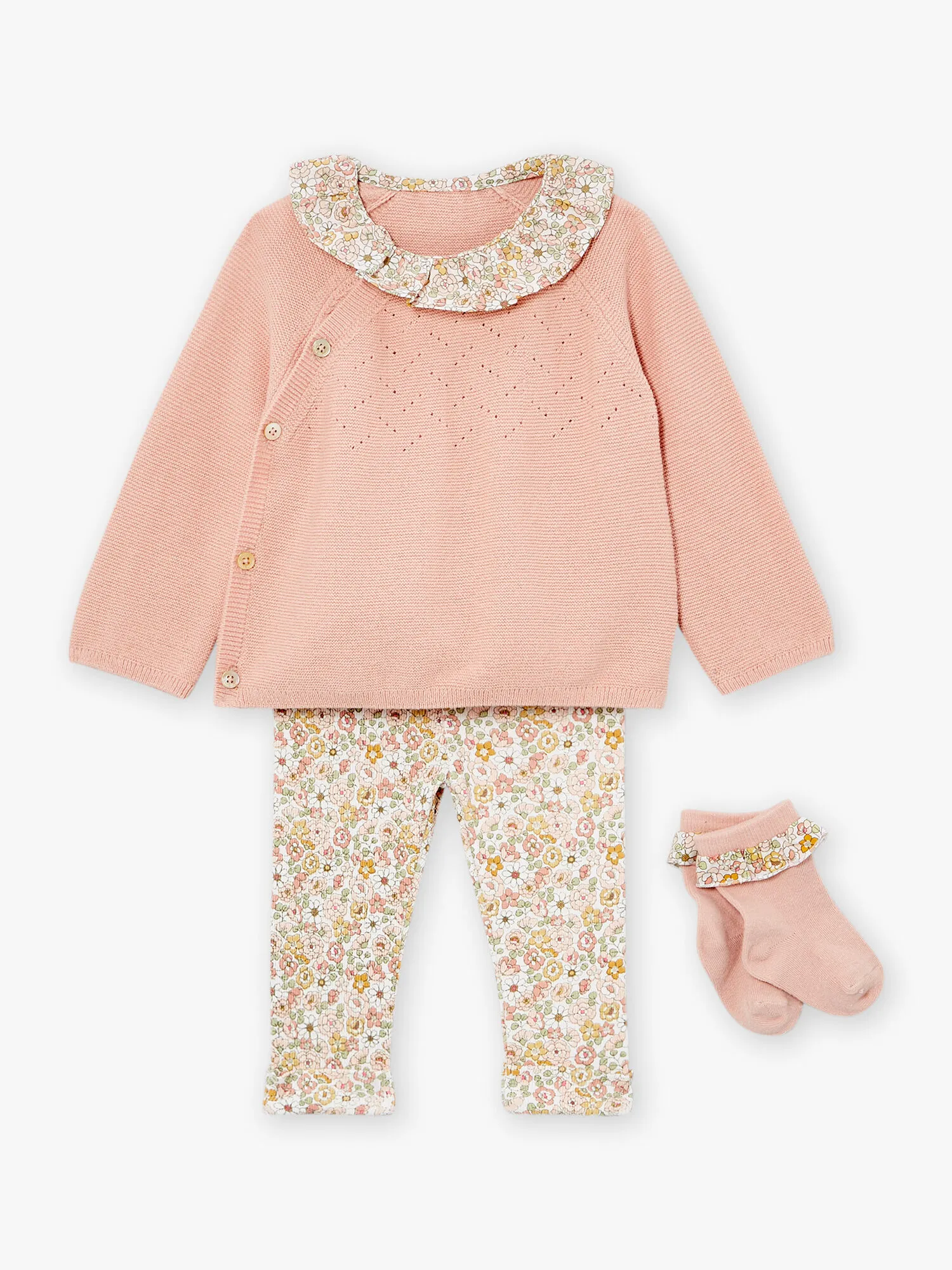 Set top, pantaloni e calze bois de rose    