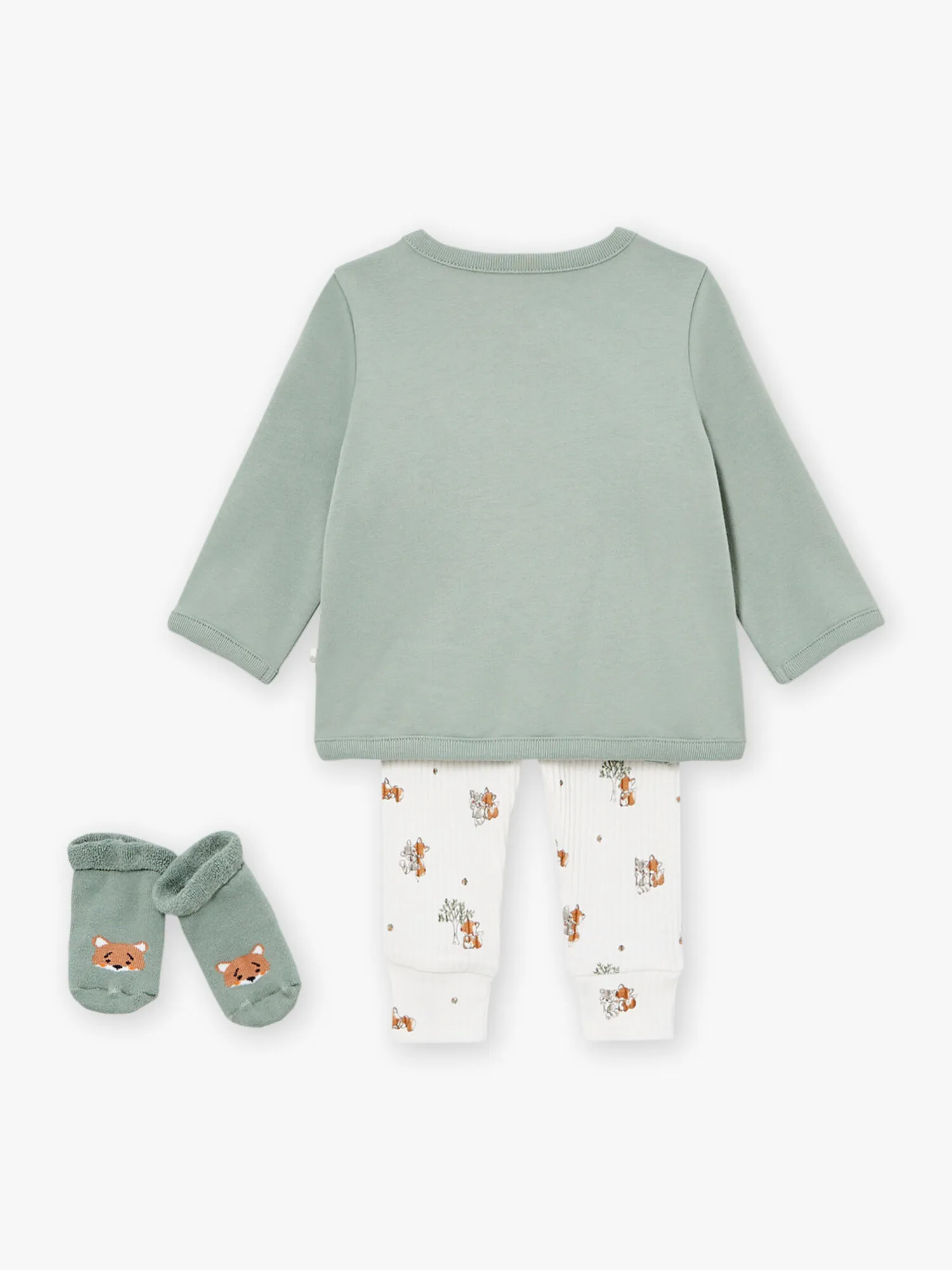 Set top, pantaloni e calze kaki    