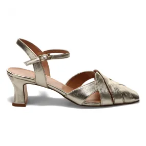 Slingback Massimo Baldi platino in pelle con tacco medio