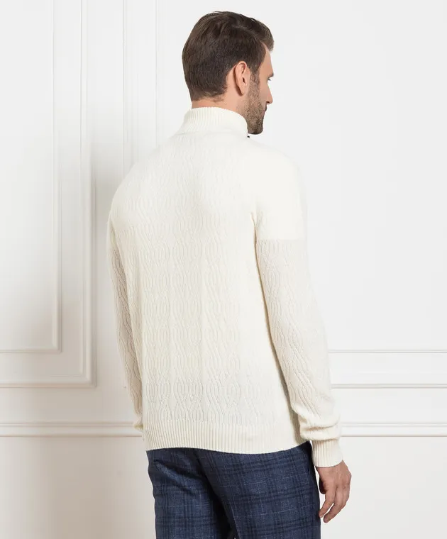 Stefano Ricci Maglione bianco in lana e cashmere KE08003LB4E23373