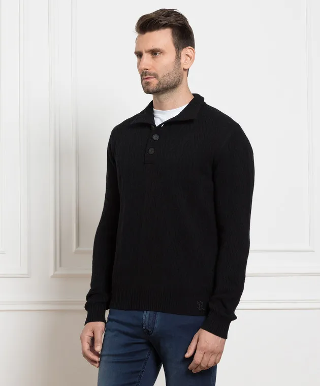 Stefano Ricci Maglione nero in lana e cashmere KE08003LB4E23373