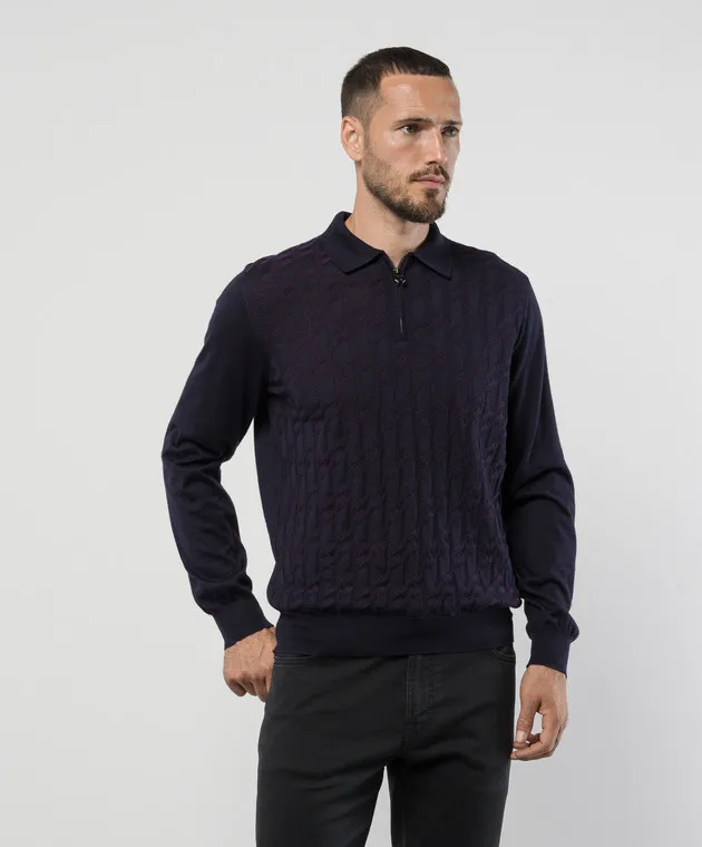 Stefano Ricci Maglione viola in cashmere e seta con motivo strutturato K808083P30F24373