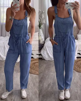 Summer Womens New One Piece Denim Tute Baggy Backless Tuta Denim Jeans Salopette Pantaloni con coulisse Pantaloni lunghi Sterco