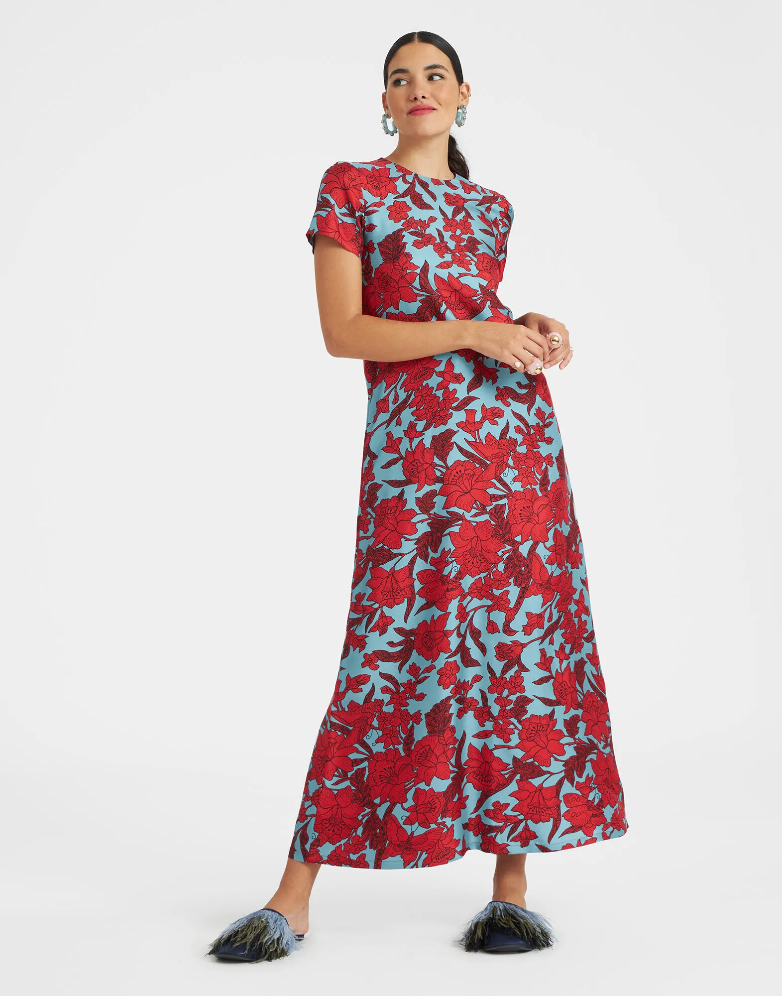 Swing Dress in Lilium Turchese for Women | La DoubleJ