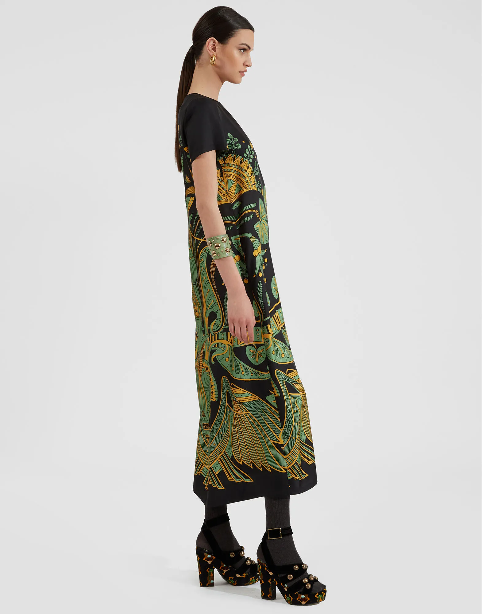 Swing Dress in The Nile Placée Black for Women | La DoubleJ