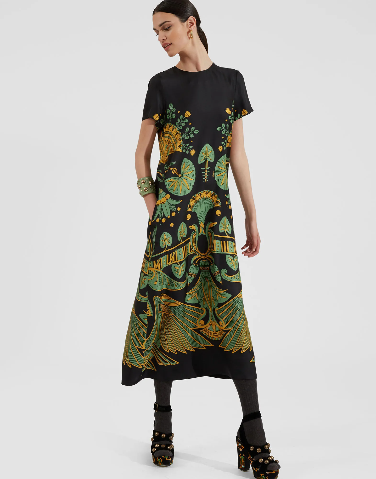 Swing Dress in The Nile Placée Black for Women | La DoubleJ