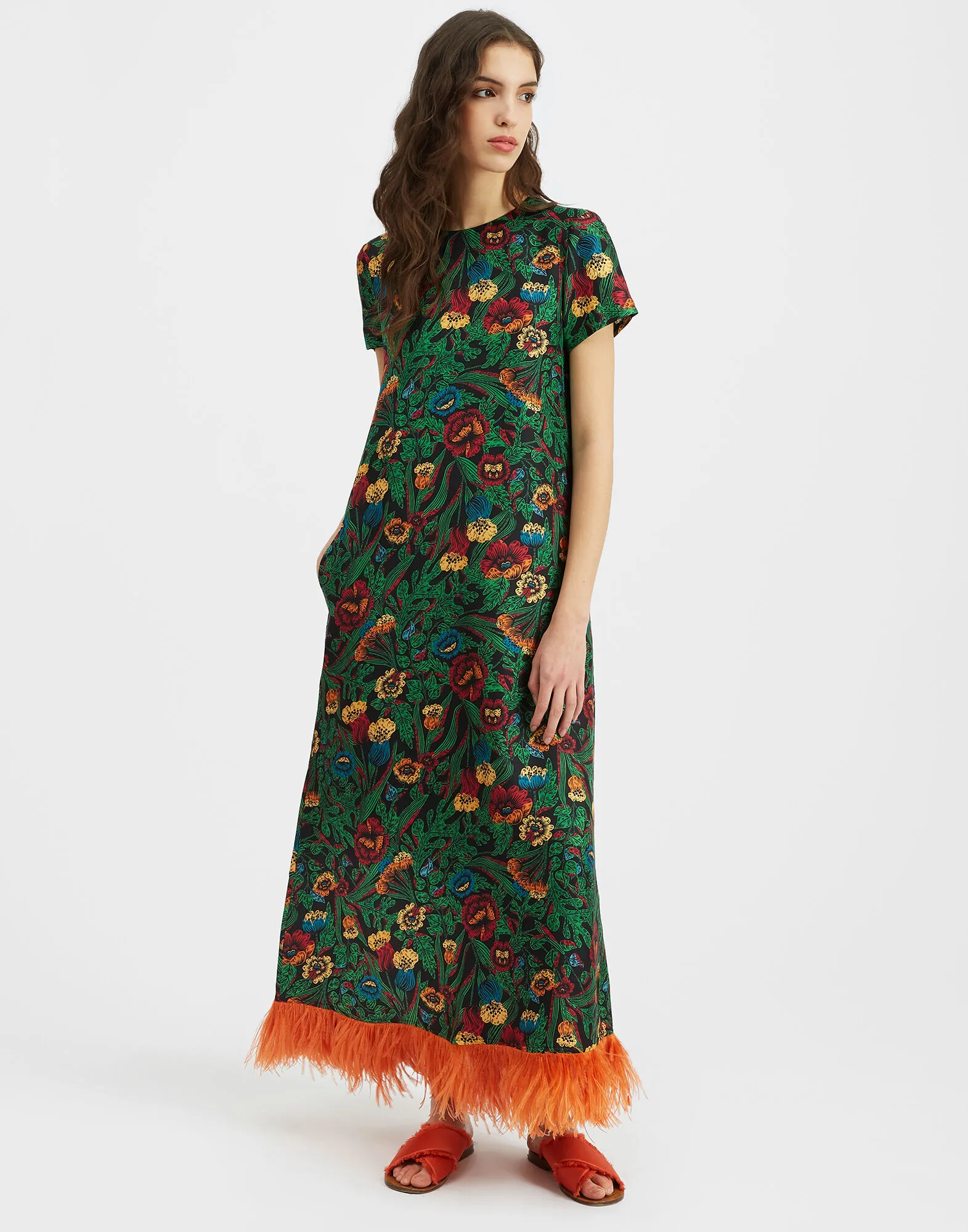 Swing Dress (With Feathers) in Night Garden for Women | La DoubleJ