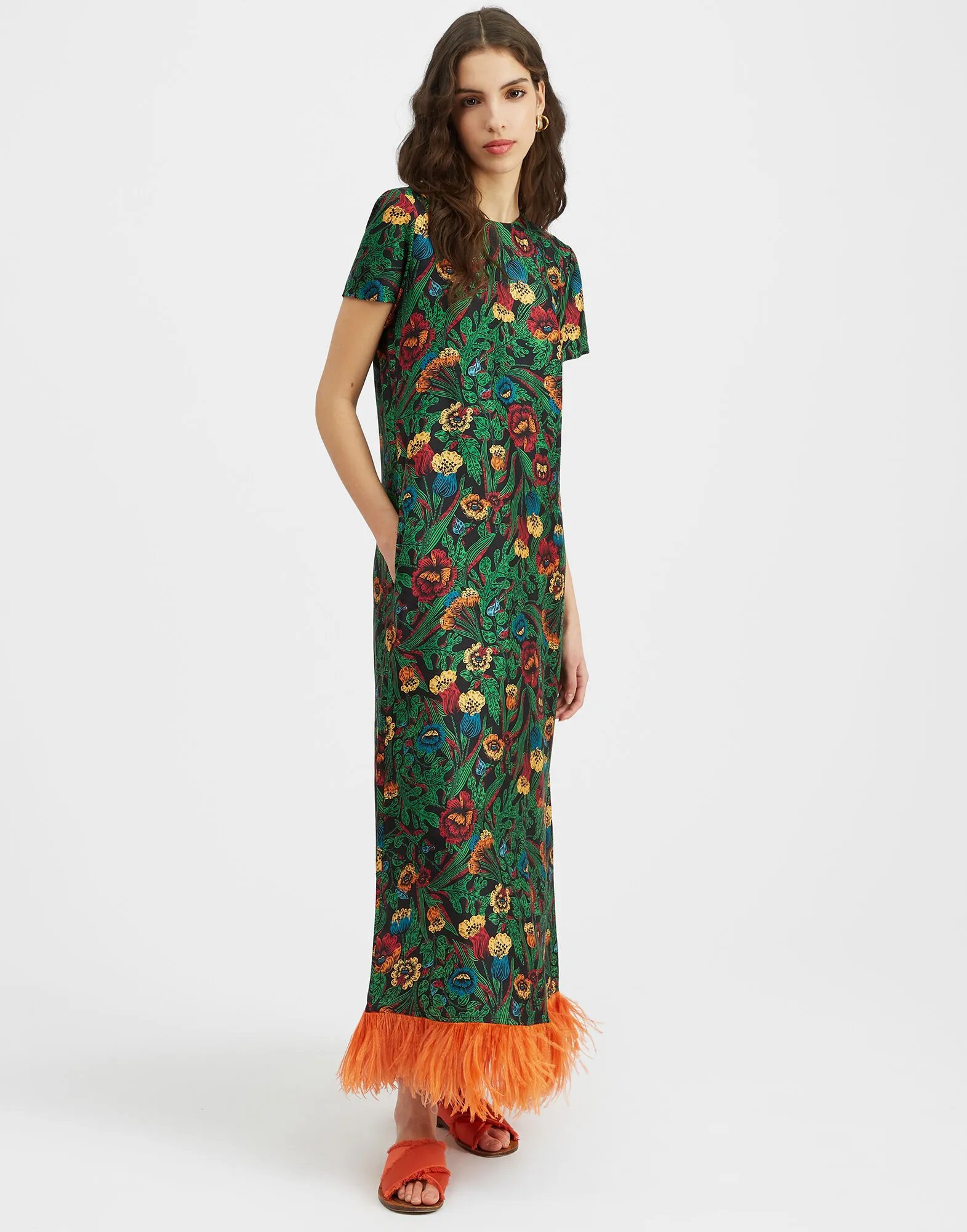 Swing Dress (With Feathers) in Night Garden for Women | La DoubleJ