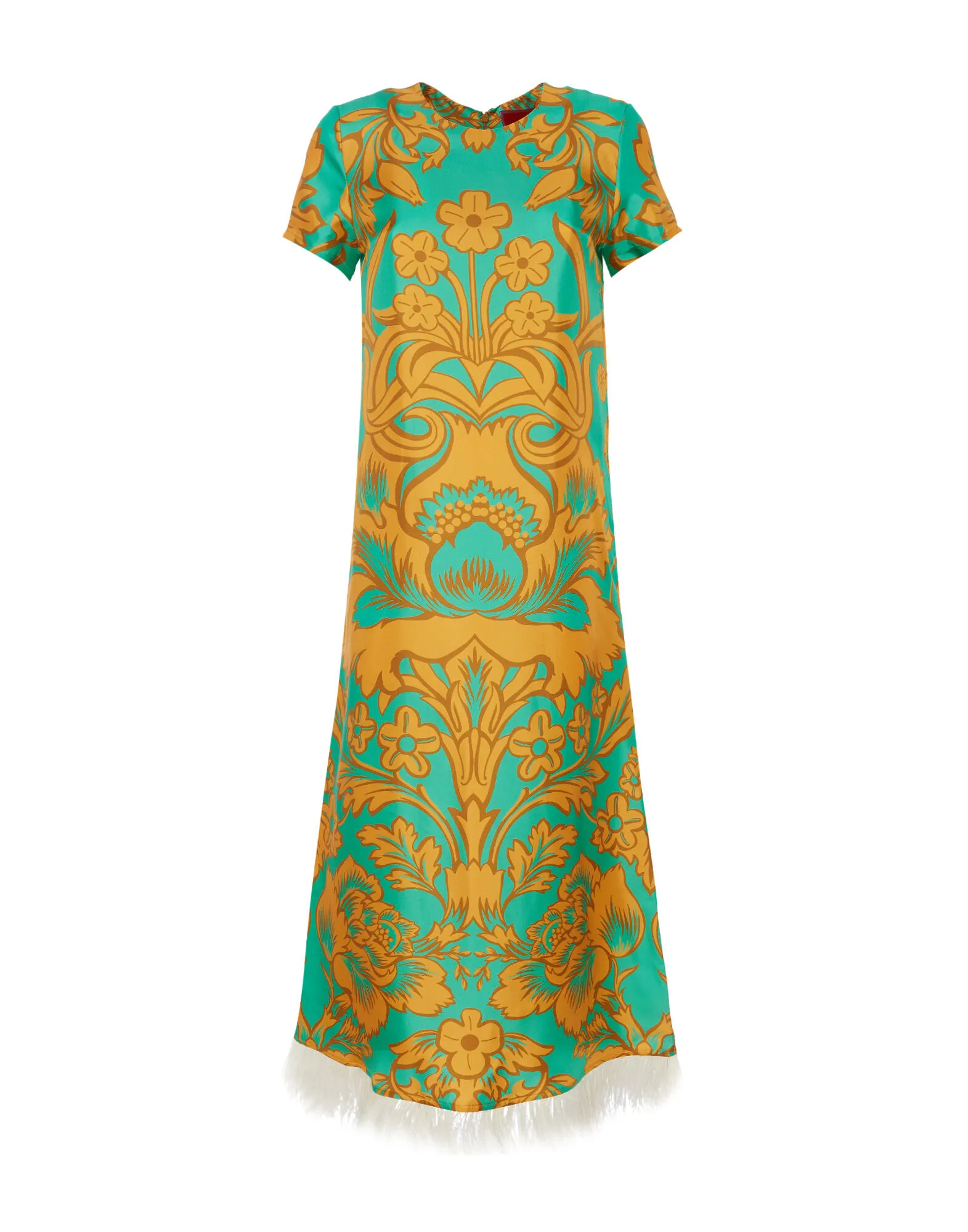 Swing Dress (With Feathers) in Va-Va Placée Turquoise for Women | La DoubleJ