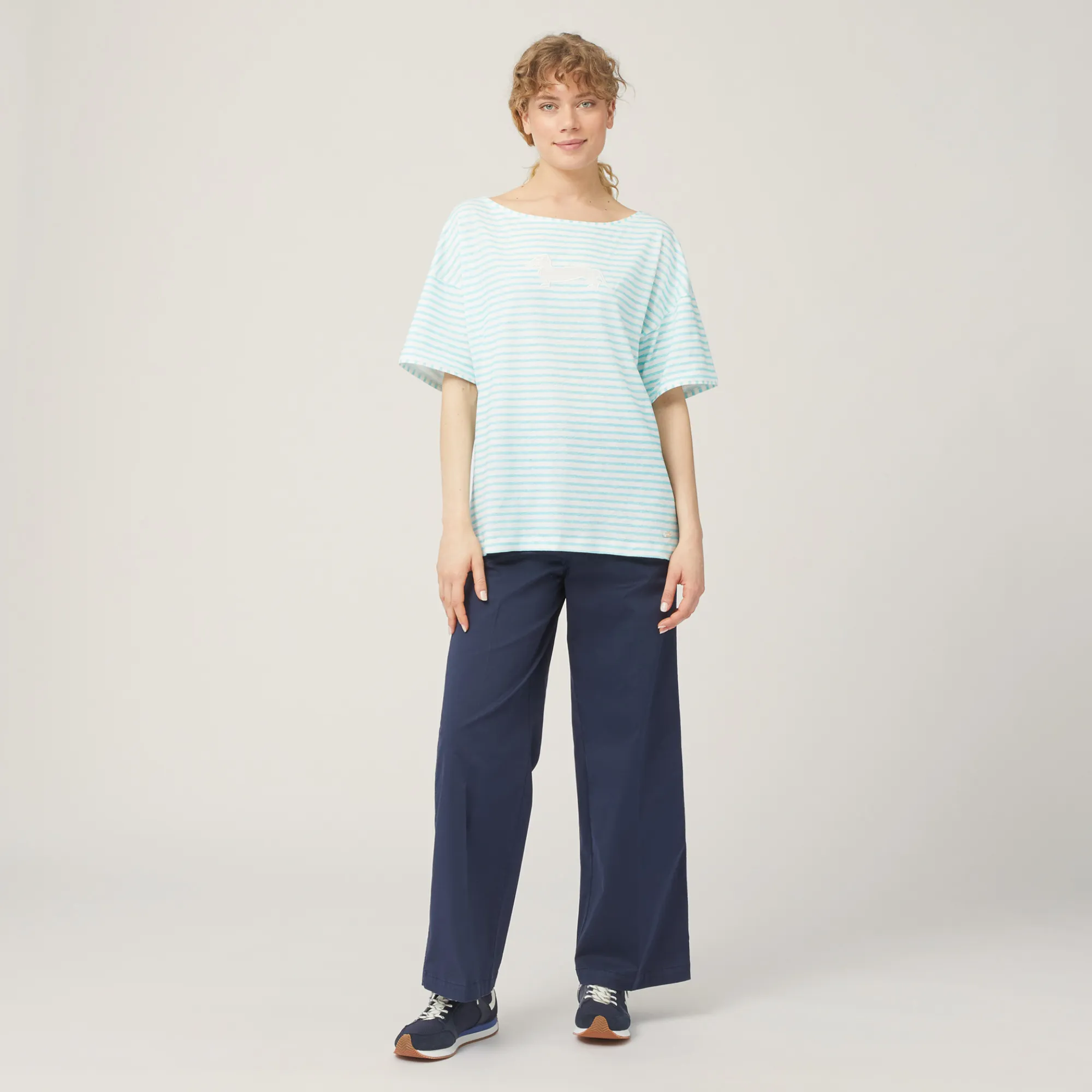 T-Shirt Comfort Fit A Righe in Turchese: Vedi tutto Di Lusso | Harmont & Blaine®