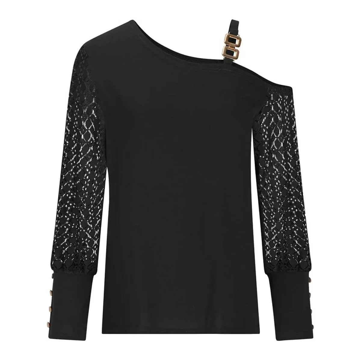 T Shirt Top per le donne 2023 Autunno Inverno Camicia Moda a maniche lunghe Tee Femal Abbigliamento Pizzo  Pullover Camicetta