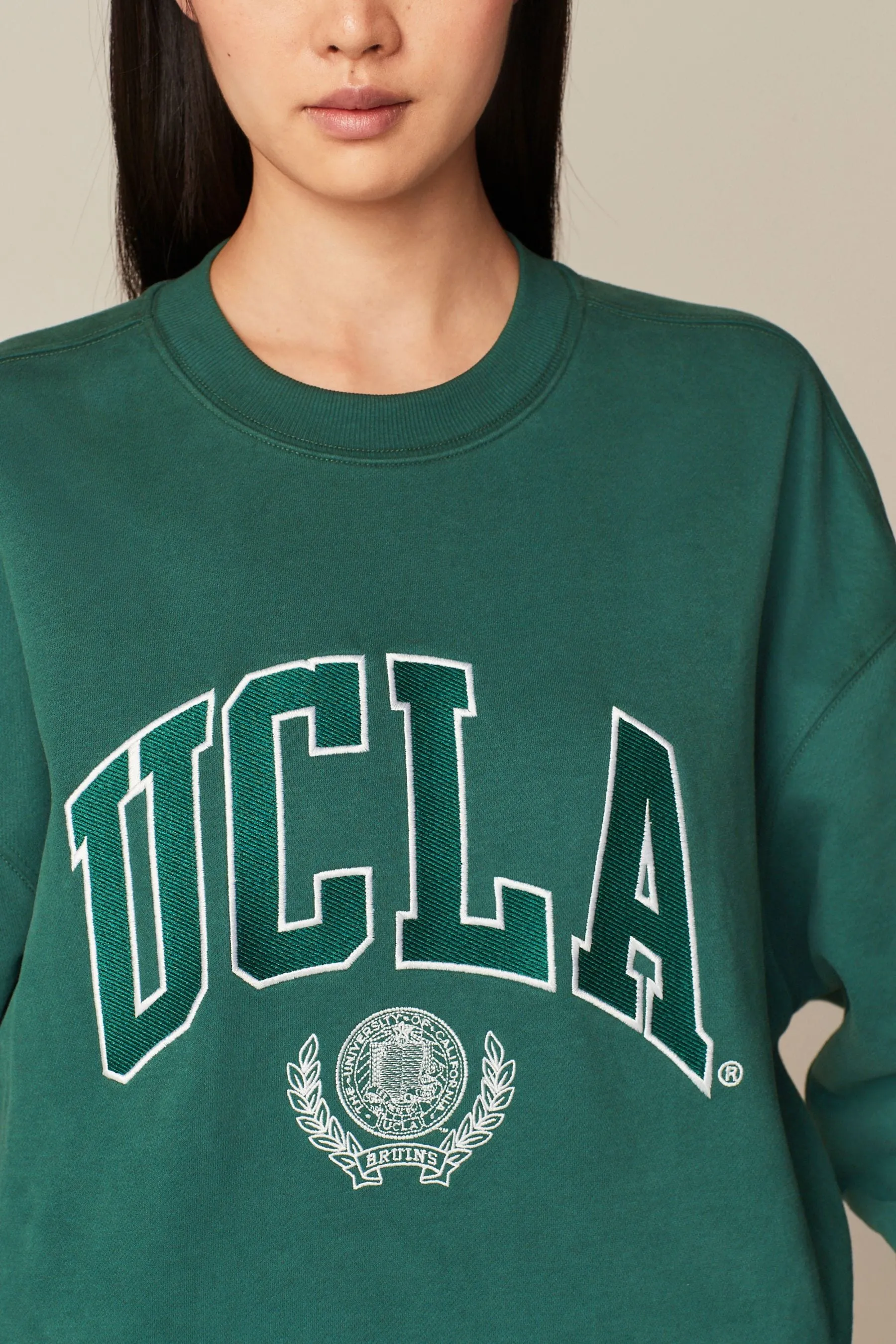 Verde  - License UCLA Collegiate University - Felpa con scritta Girocollo college