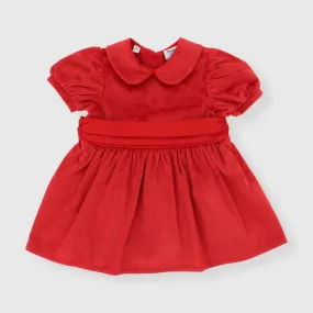 Vestito in velluto da neonata, ROSSO            